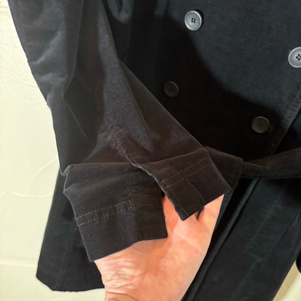🦋Eileen Fisher Cotton Fine Corduroy Black Double Breasted Belted Jacket🦋 - Picture 11 of 11